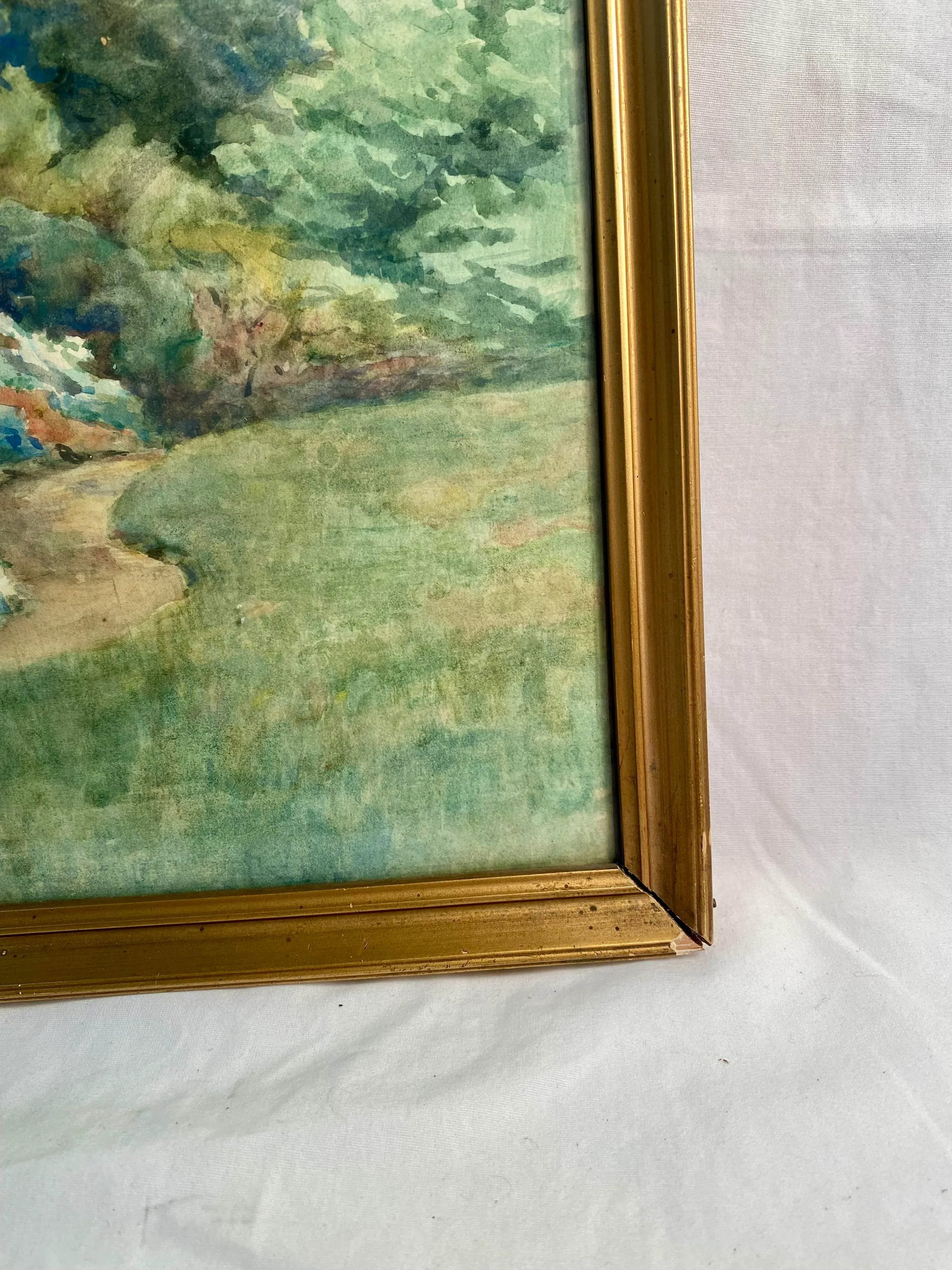 1940s Vintage, English, Framed Original, Watercolor, "The Garden", Kent - 5