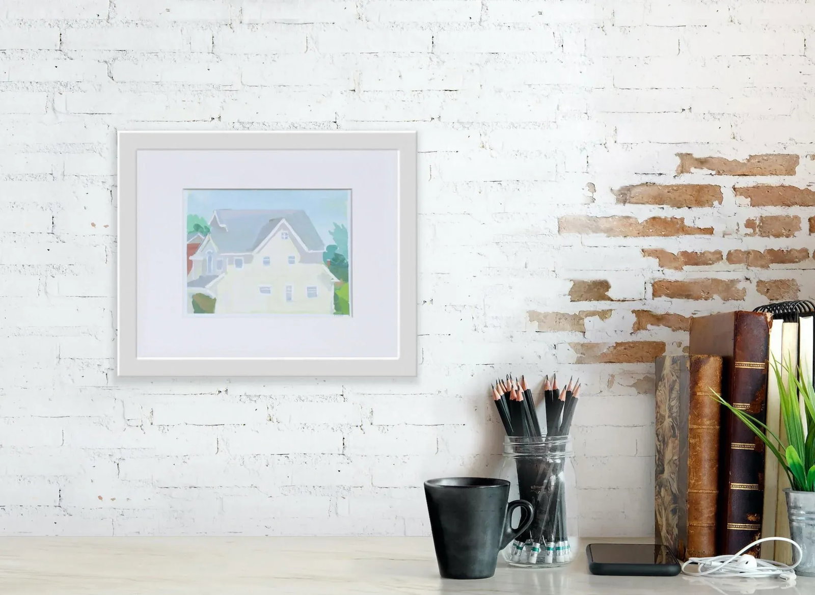 Original Painting of Yellow House by Michelle Farro - 2