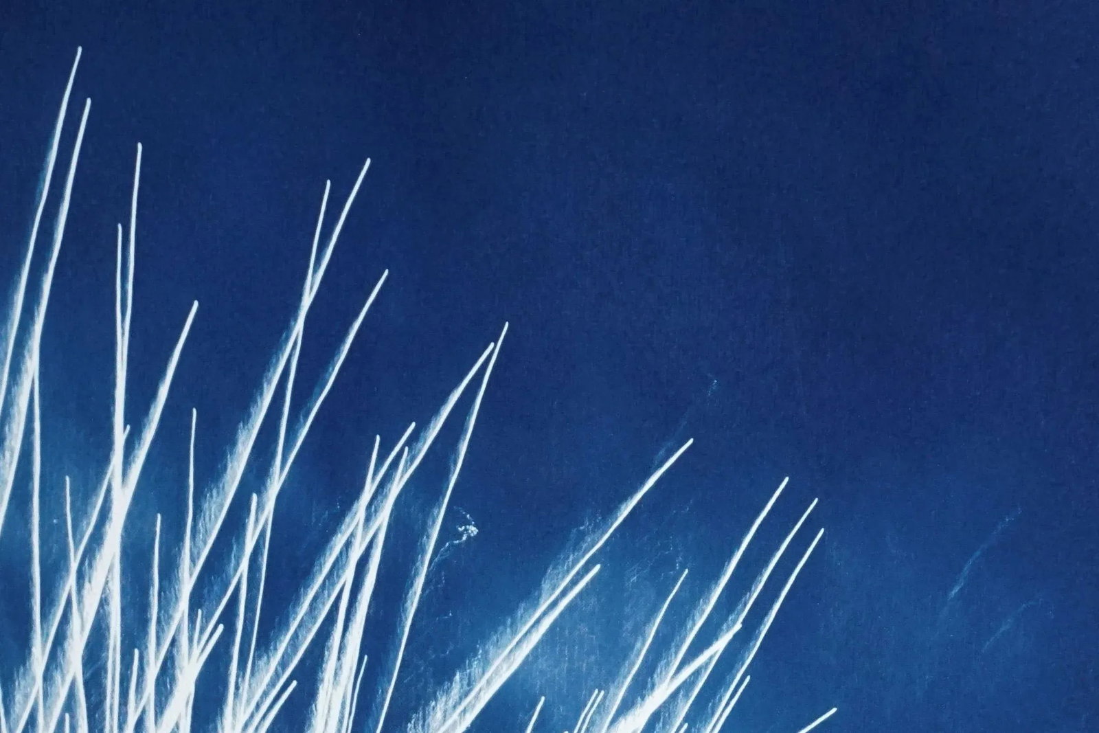 Handmade Cyanotype Print of Abstract Nighttime Fireworks Flaring - 4