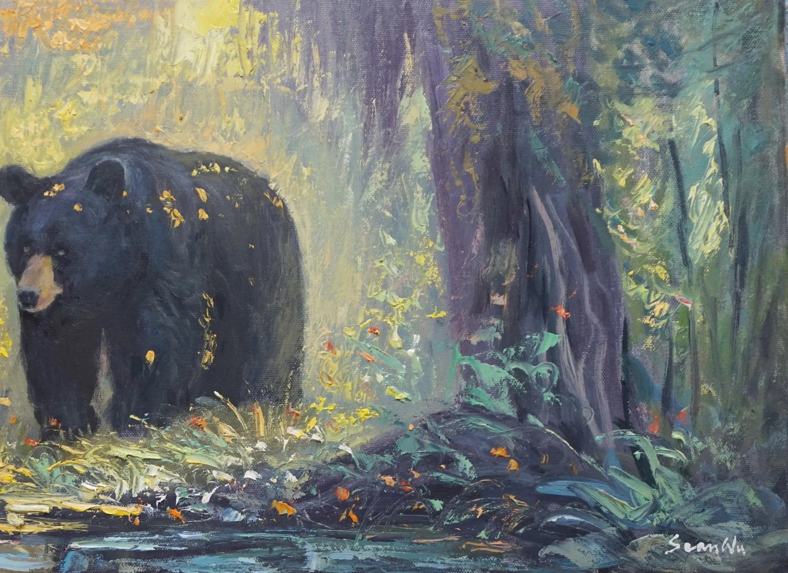 Original Impressionist Oil Painting, Bear - 4