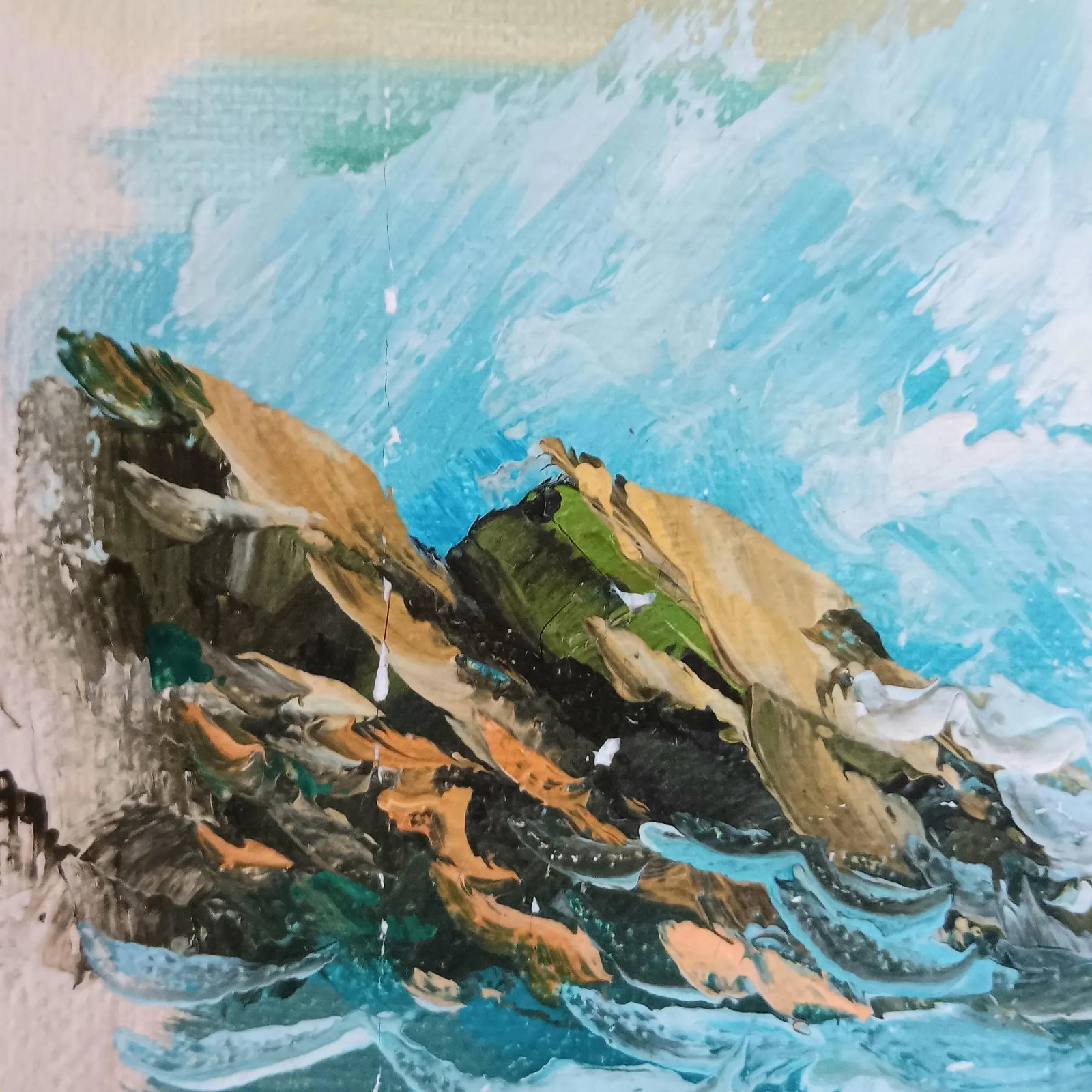 Vintage W Sherman Original Oil Painting Beach Rocky Waves Sunset Framed & Signed - 8
