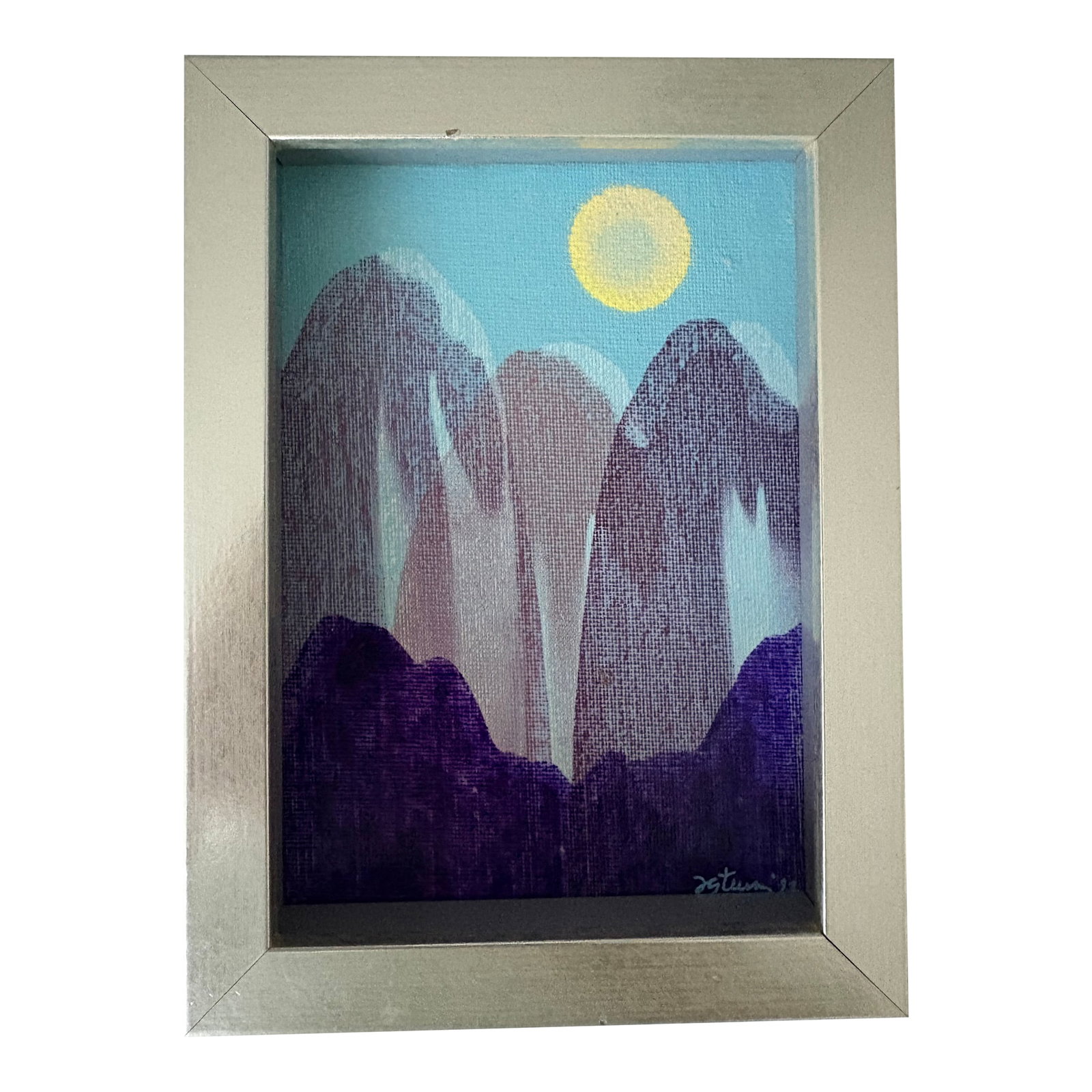 Painting - Landscape: A familiar yet interstellar landscape in a 21st century style signed by the artist. Challenging our conventions of depictions of objects both natural and manmade into abstracted, biomorphic shapes.