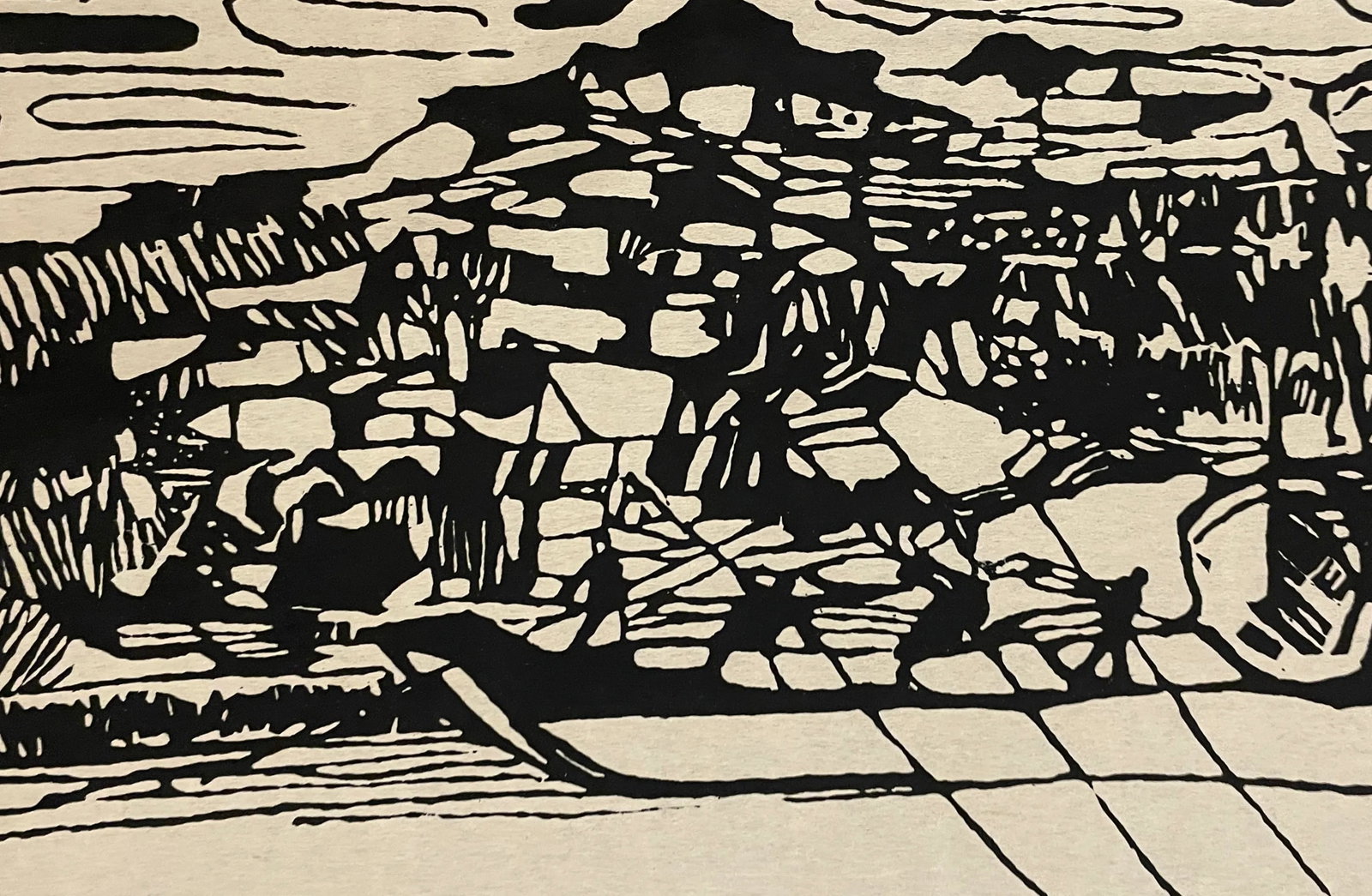 1967 Water Rowing Woodcut by Low - 2