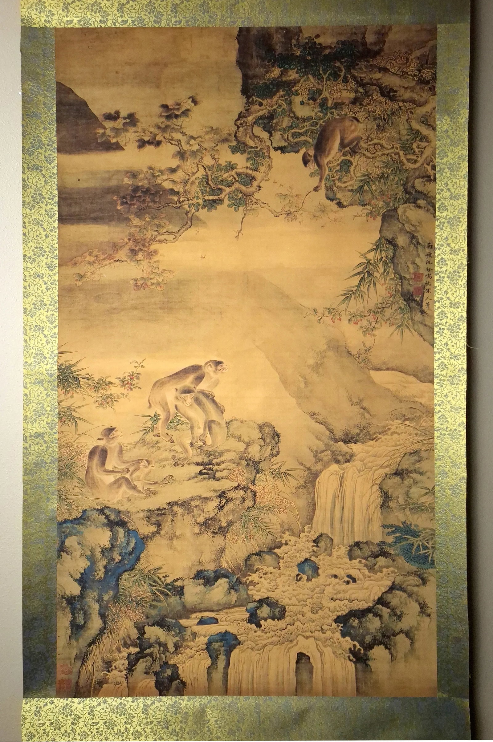 Chinese Mountain Monkeys Scroll - 2