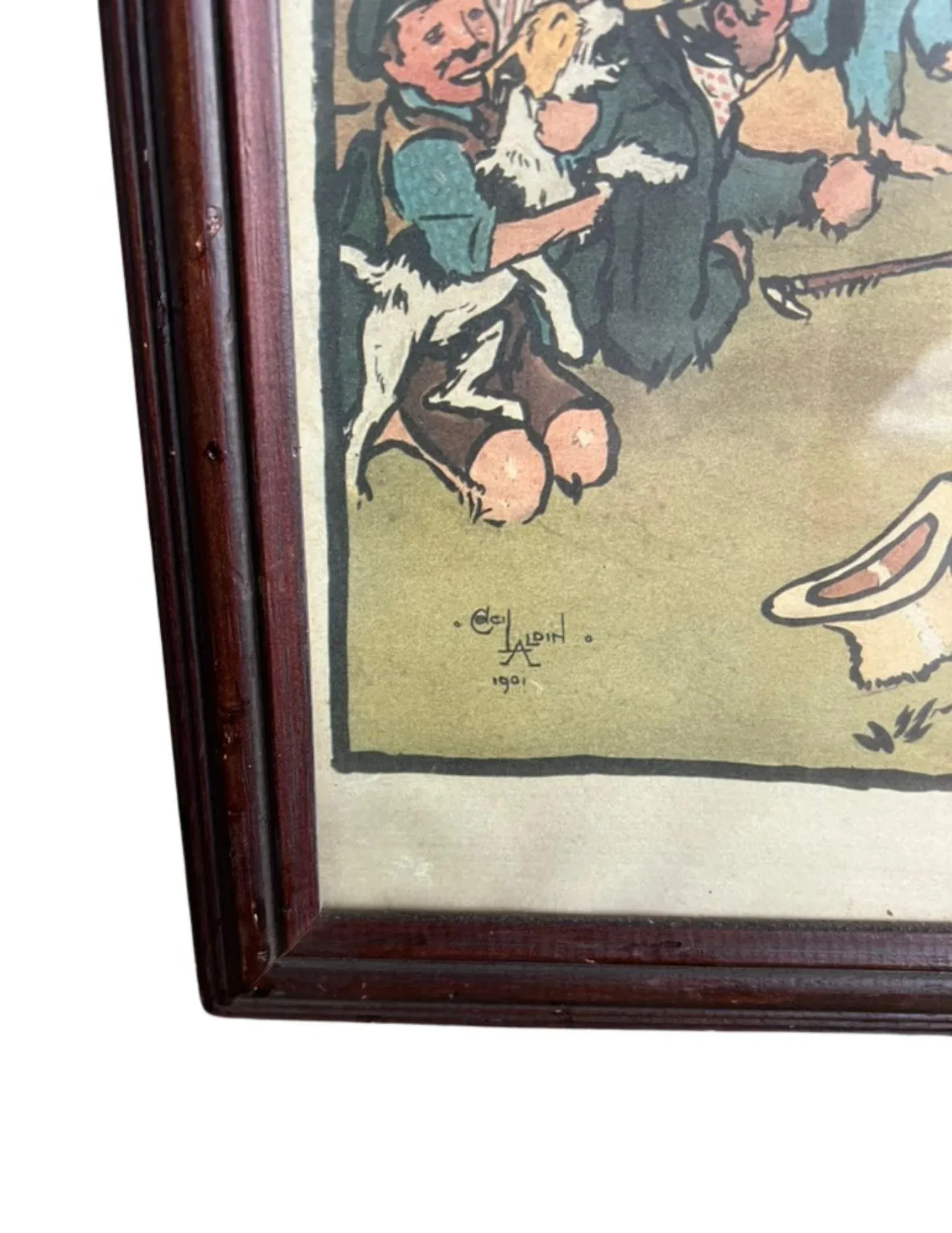 1901 Lithograph of the Bluemarket Horse Races by Cecil Aldin, Framed - 12