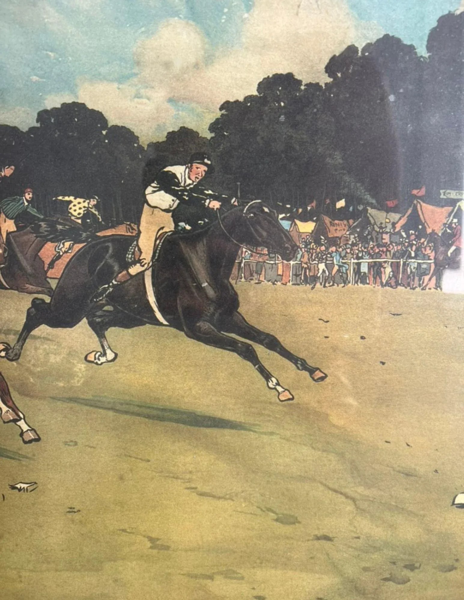 1901 Lithograph of the Bluemarket Horse Races by Cecil Aldin, Framed - 6
