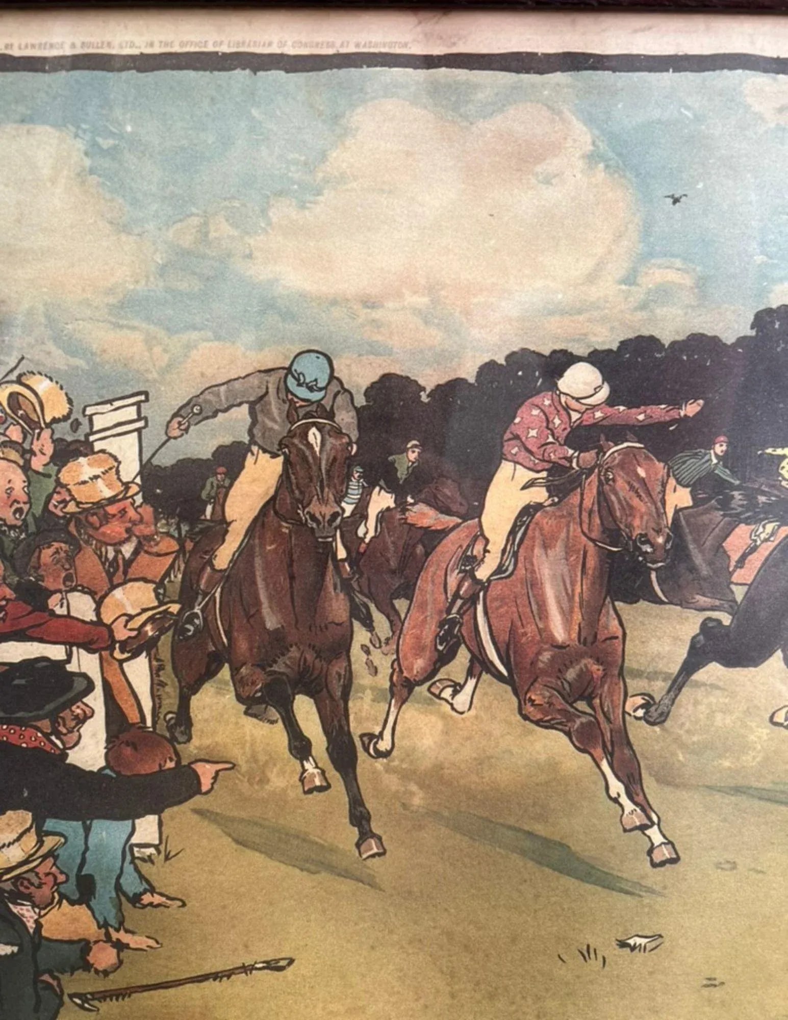 1901 Lithograph of the Bluemarket Horse Races by Cecil Aldin, Framed - 7