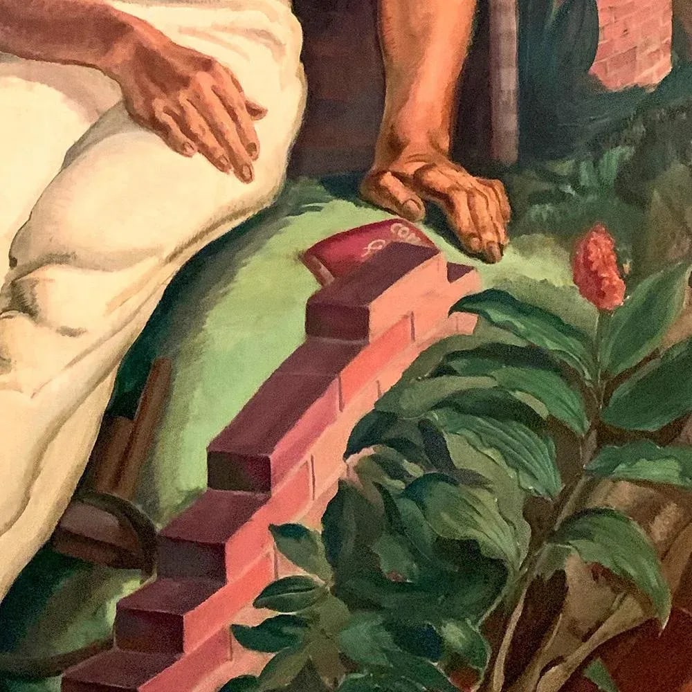Early 20th Century "Bricklayer at Rest" Regionalist Style Portrait Oil Painting by Paul Ulen, Framed - 3