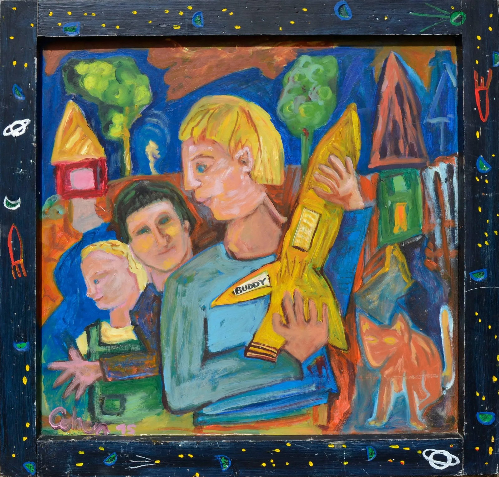 1990s Kristin Cohen Abstract Expressionism Portrait "Rocket Boy" 1995 - 4