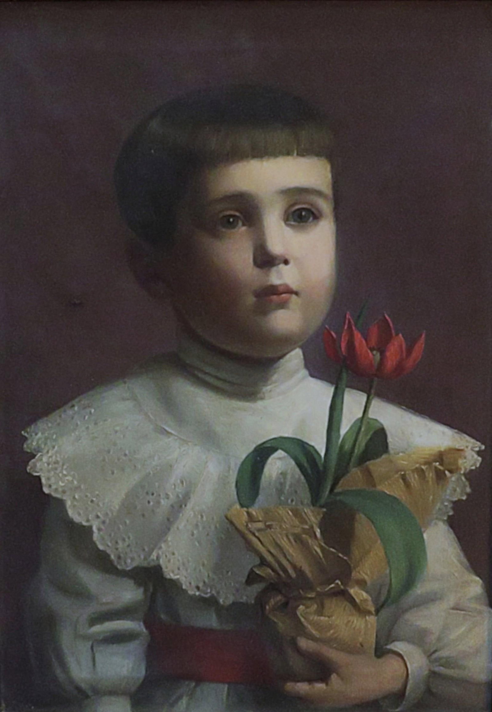19th C. Portrait Oil Painting of a Young Boy Child American School Antique Victorian - 2