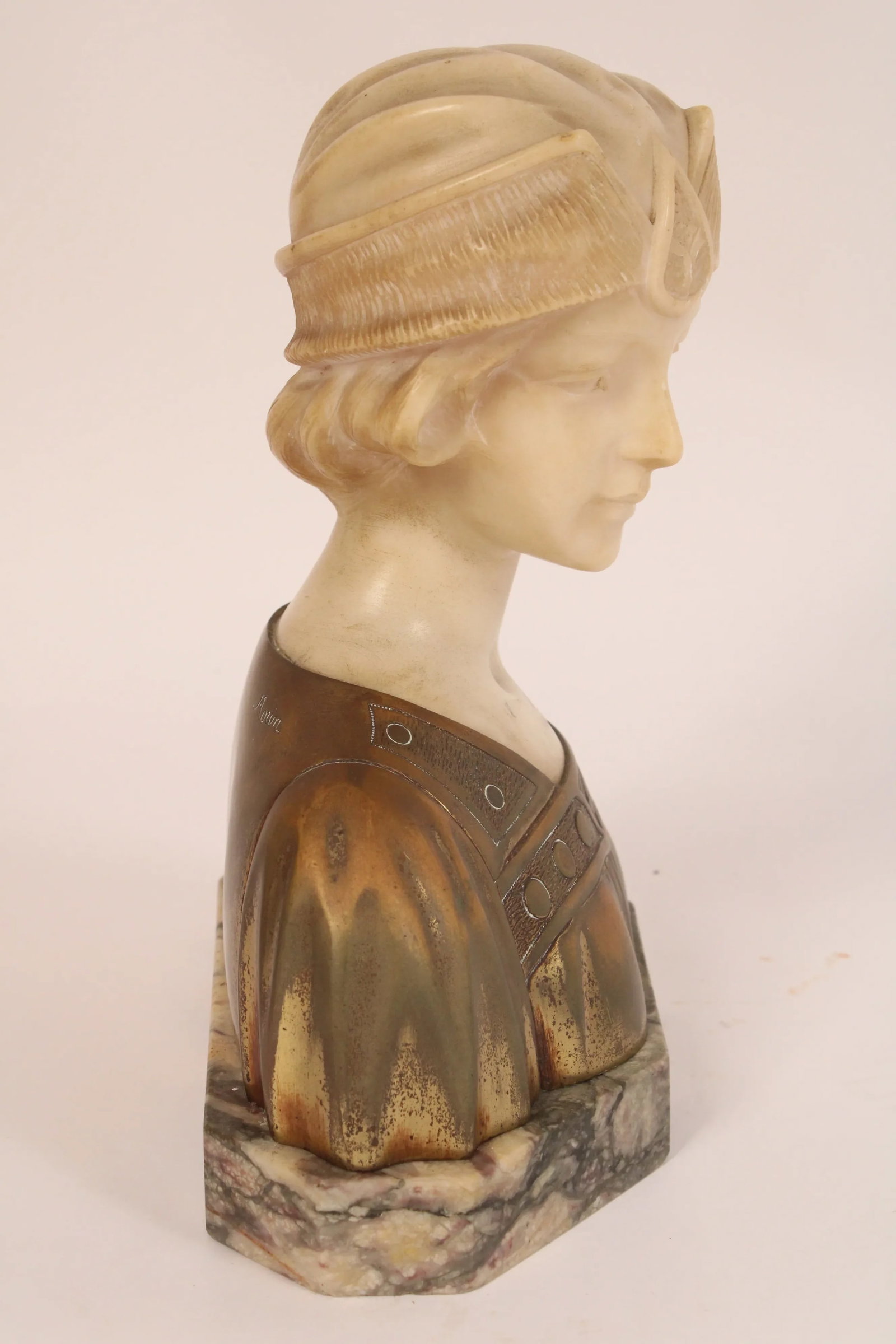 Alabaster and Bronze Sculpture by Georges Morin (1874-1950) - 3