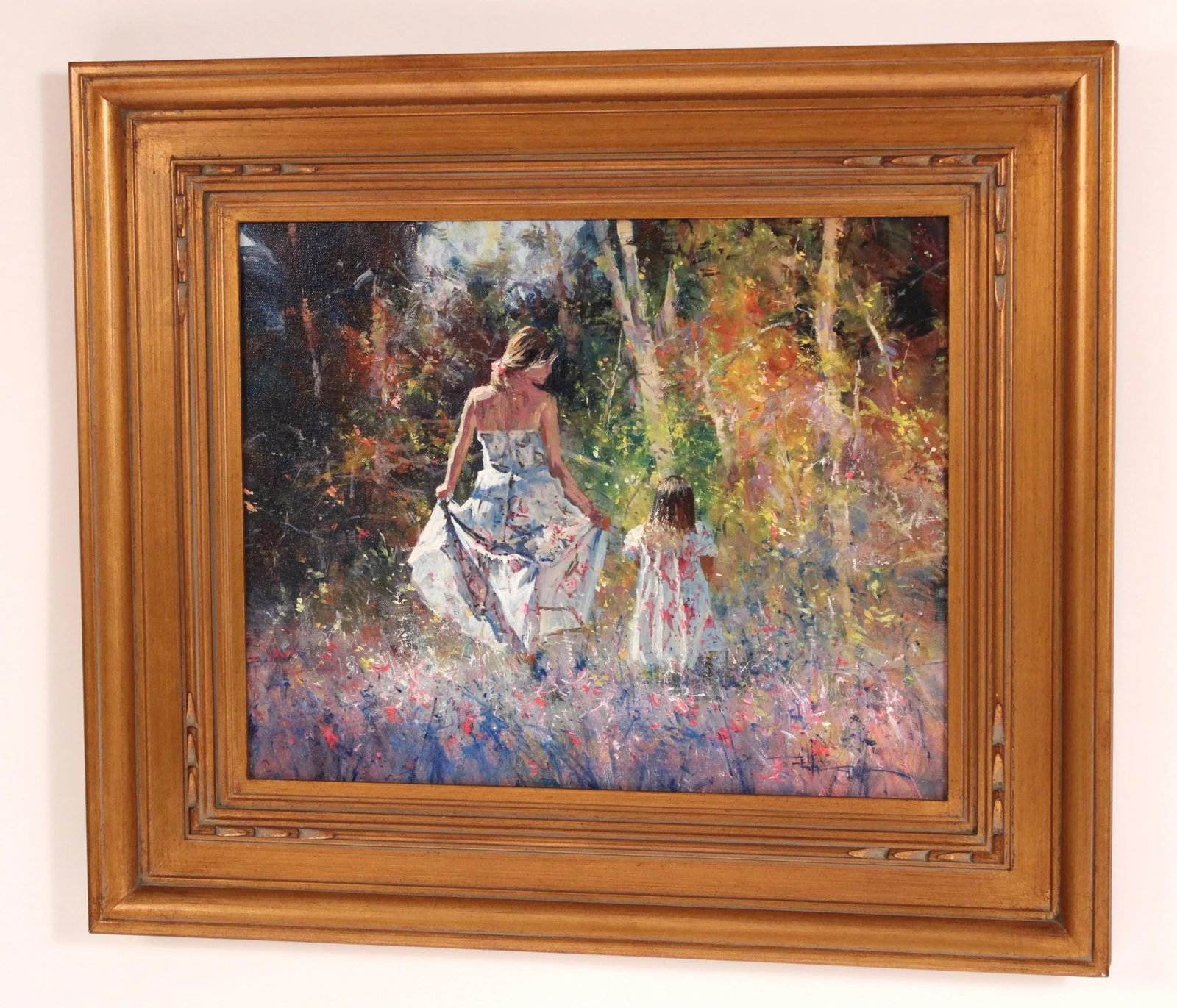 Painting of Mother and Daughter in a Colorful Landscape by Robert Hagan (Born 1947) - 2