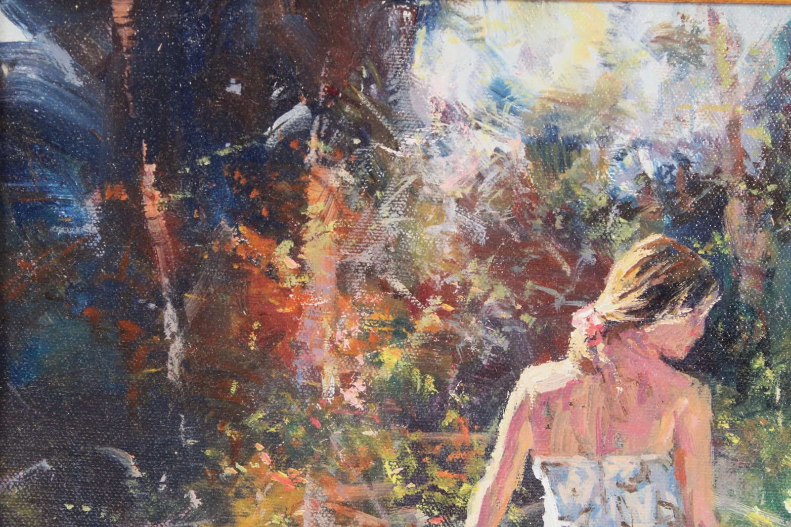 Painting of Mother and Daughter in a Colorful Landscape by Robert Hagan (Born 1947) - 6