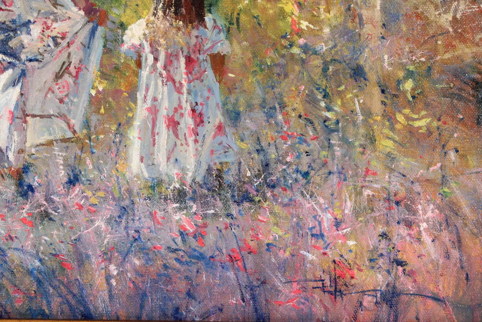 Painting of Mother and Daughter in a Colorful Landscape by Robert Hagan (Born 1947) - 8
