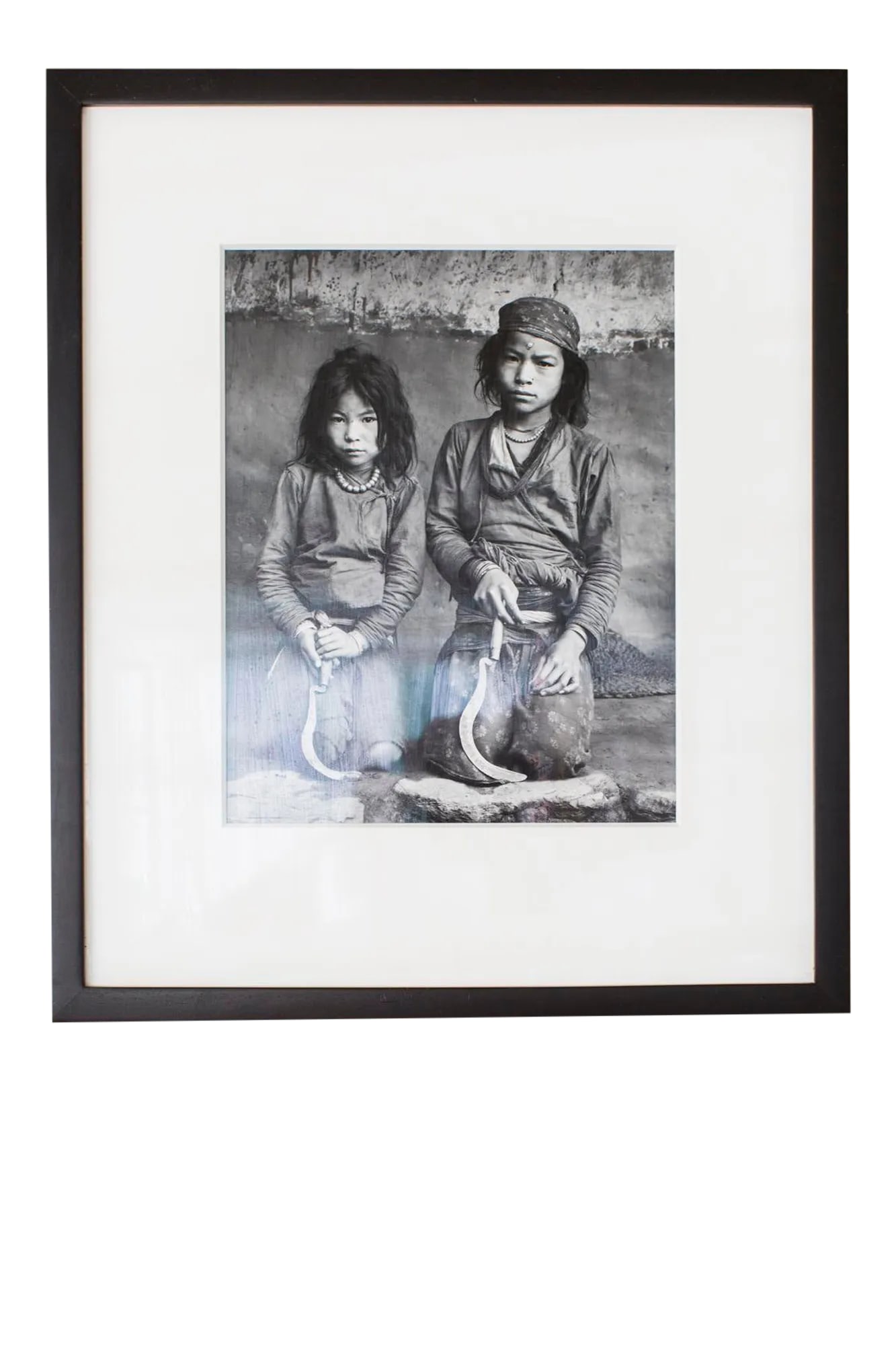 1984 "Sisters Kanchi and Thuli" Figurative Photographic Print 4/25 by Kevin Bubriski, Framed: Sisters Kanchi and Thuli with sickle Lachary Village, Nepal 1984 Kevin Bubriski 4/25 Condition: Alterations: Original Condition Unaltered Imperfections: Some Imperfections Condition Notes: Like New