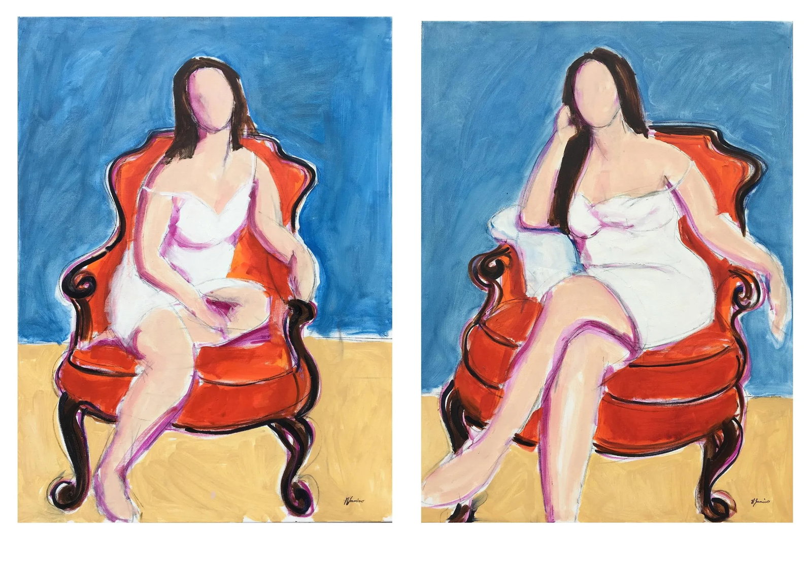 Seated Woman I, Oil on Canvas, Woman Seated Contemporary Painting - 3