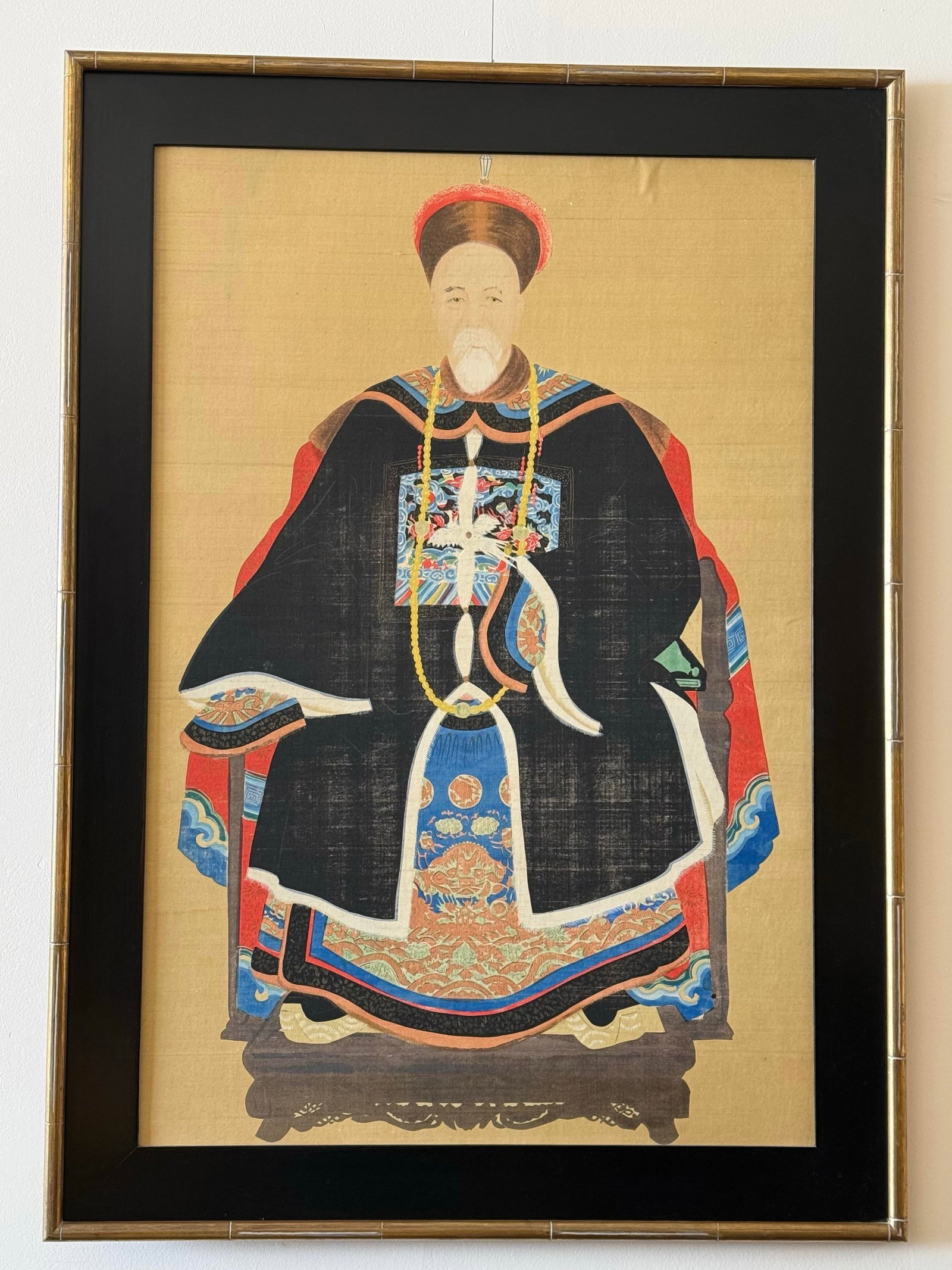 Antique 19th Century Large Framed Late Qing Dynasty Family Portrait - 7
