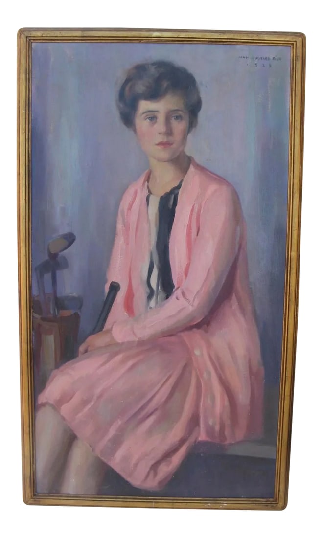 1919 Portrait of a Woman Oil Painting by John Hubbard Rich, Framed (1 of 6)