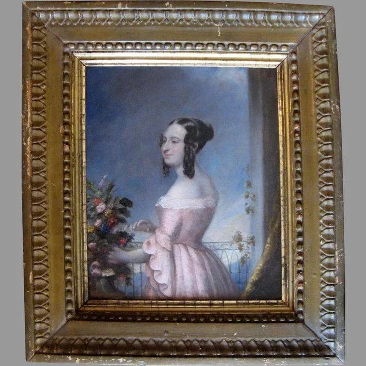19th Century Portrait of a Young Girl Oil Painting, Framed - 2