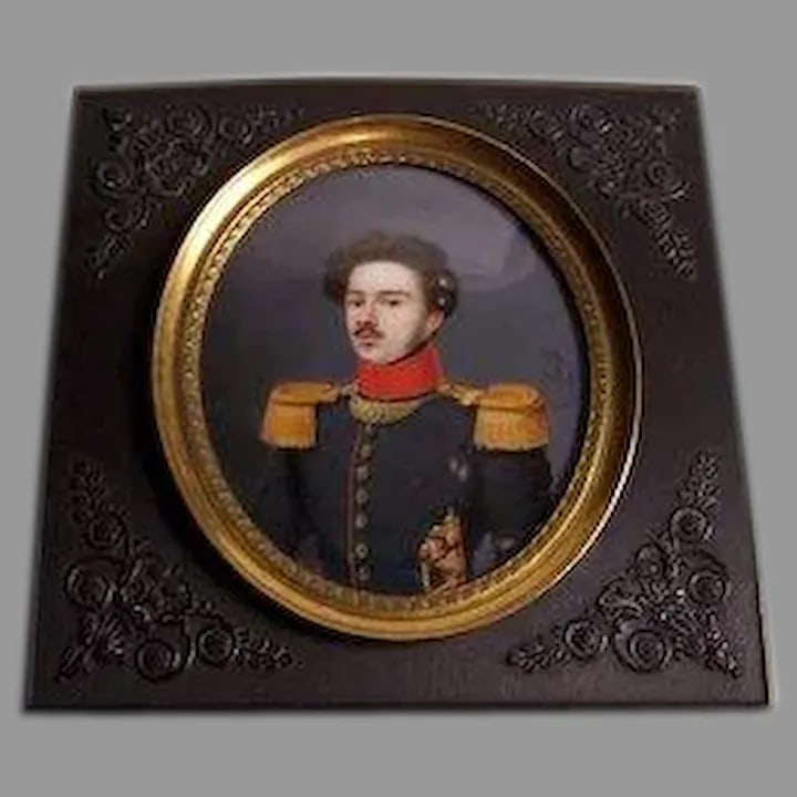 Mid 19th Century Miniature Military Portrait by Joseph-Philippe Oorloft, Framed - 5