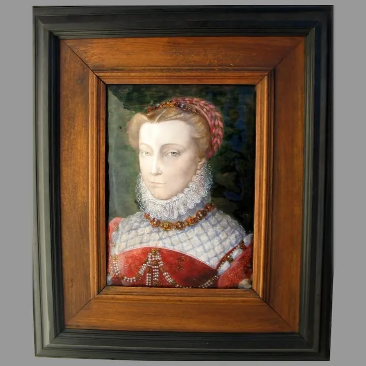 Late 19th Century "Portrait of Elisabeth of Austria" Enamel Painting on Copper by Paul Grandhomme an - 8