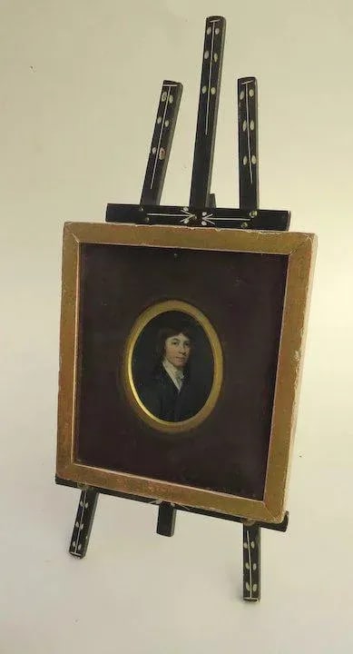 Early 19th Century Miniature Portrait of Charles Hoskins Master Oil Painting, Framed - 3