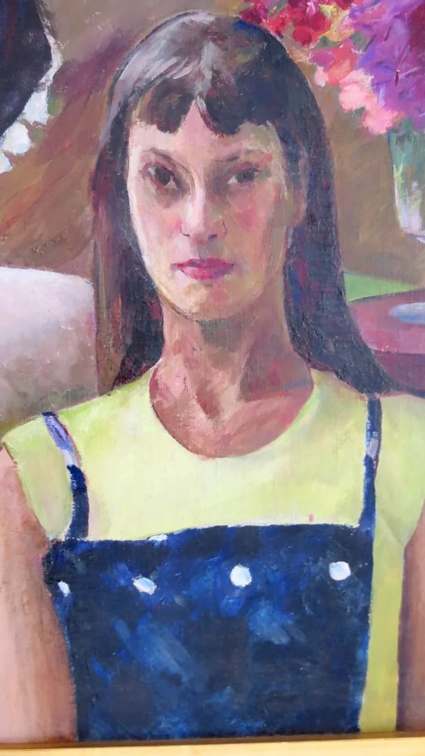 Mid 20th Century Portrait of a Girl Painting by Rita Stein, Framed - 2
