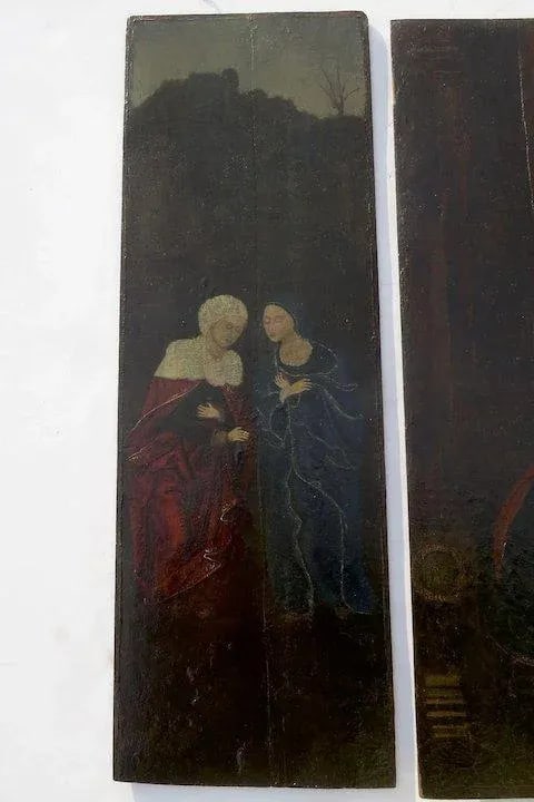 17th Century Italian School Triptych of the Nativity, Annunciation and St. Anne & Mary Oil Painting - 3
