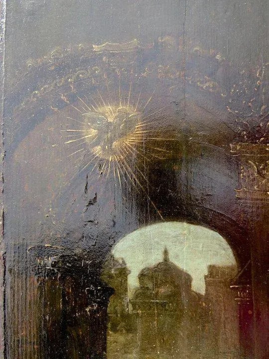 17th Century Italian School Triptych of the Nativity, Annunciation and St. Anne & Mary Oil Painting - 7
