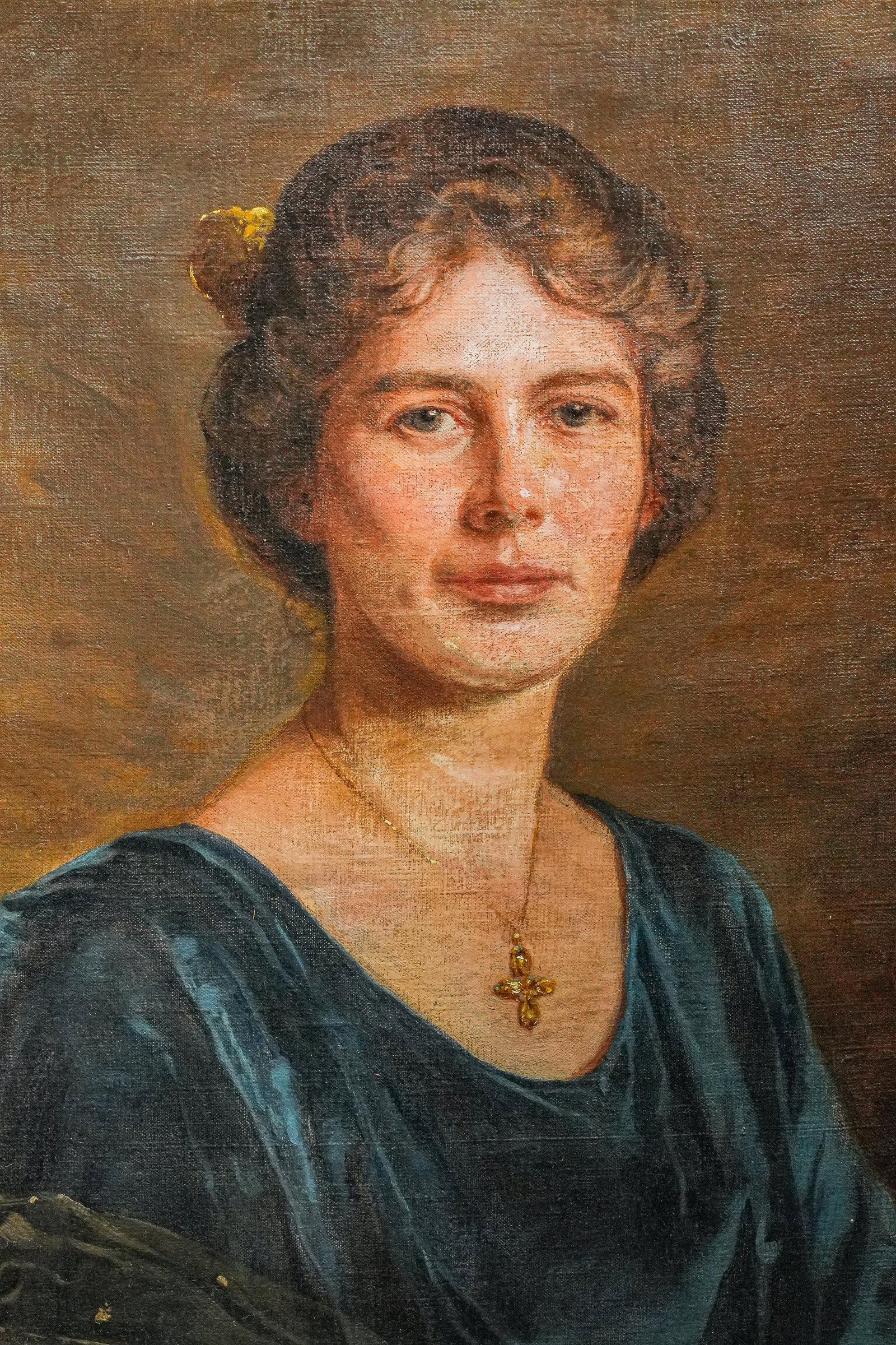 Lovely Antique Oil Painting Portrait of Society Woman Framed Home Wall Decor - 3