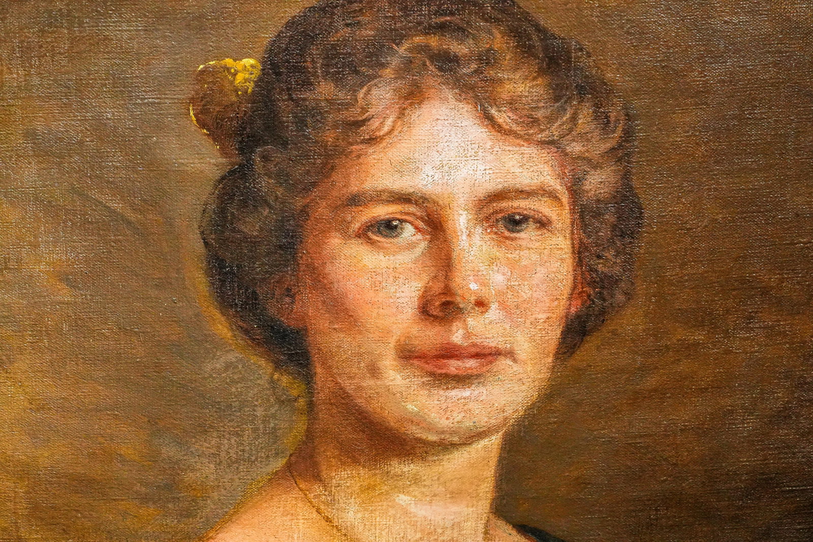 Lovely Antique Oil Painting Portrait of Society Woman Framed Home Wall Decor - 4