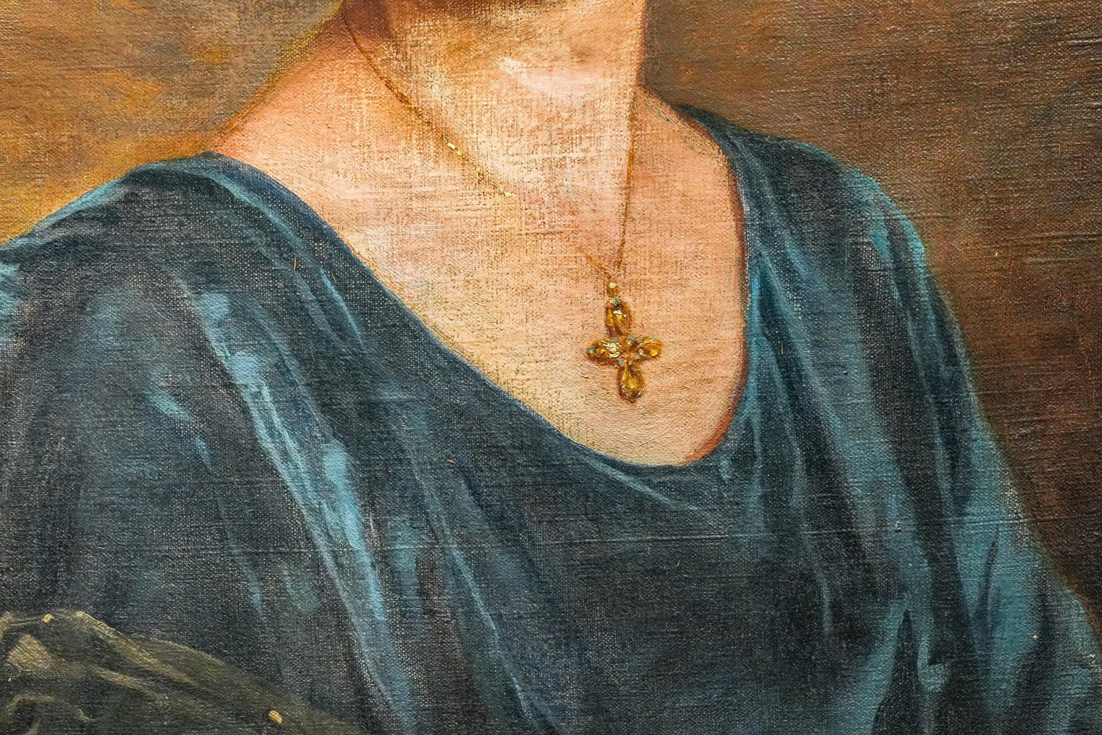Lovely Antique Oil Painting Portrait of Society Woman Framed Home Wall Decor - 9