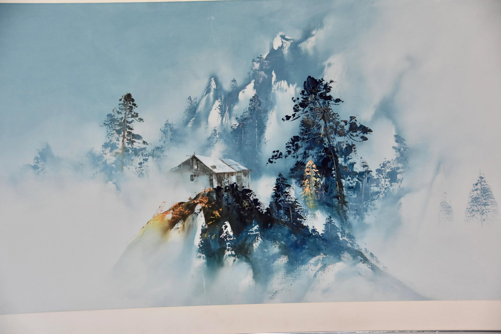 Mid 20th Century Japanese Landscape Scene Silk Painting, Framed Signed - 3