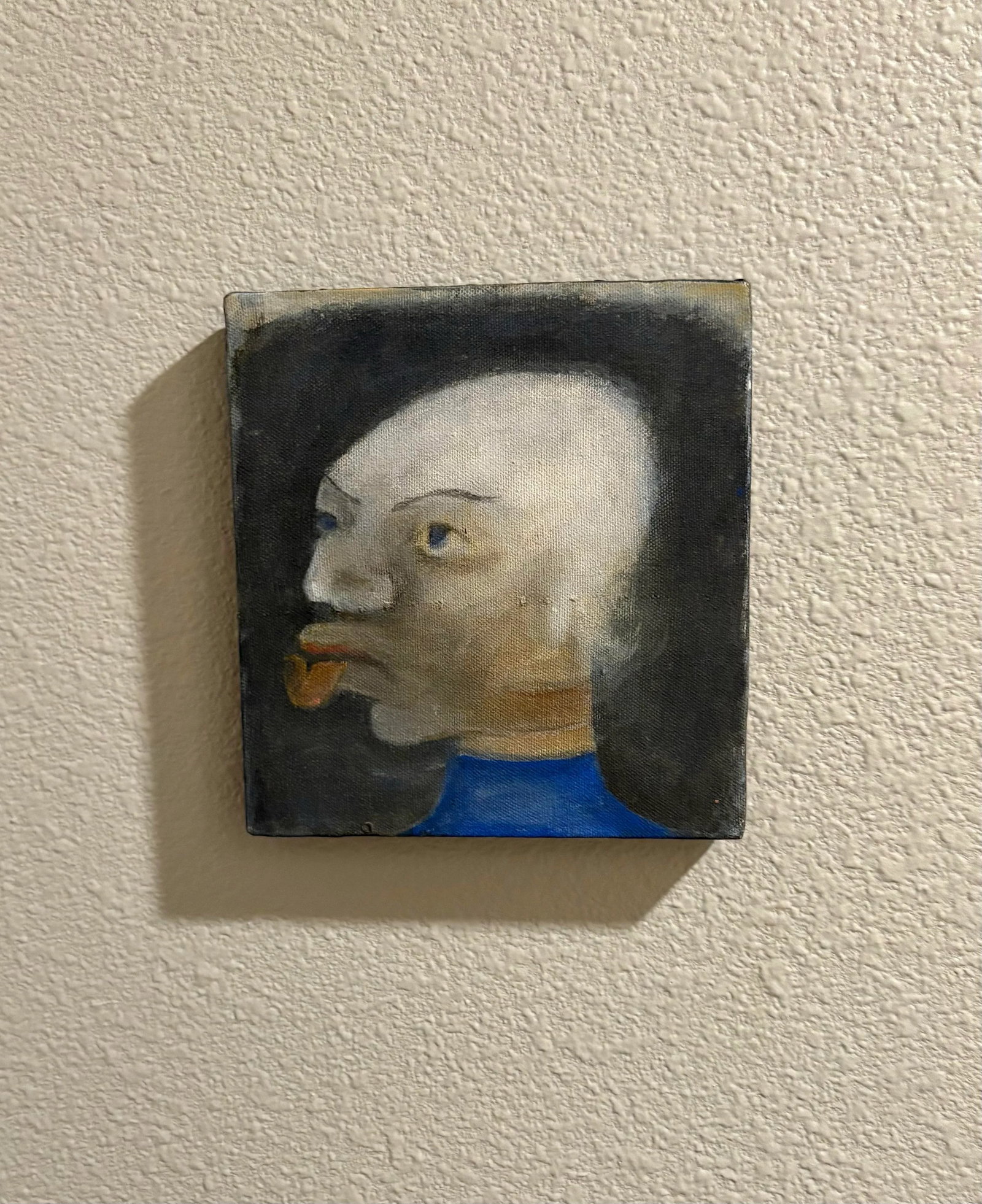 Abstract Portrait Painting of a Primitive Old Man by Artist Richard Klamann, 7" Square - 4