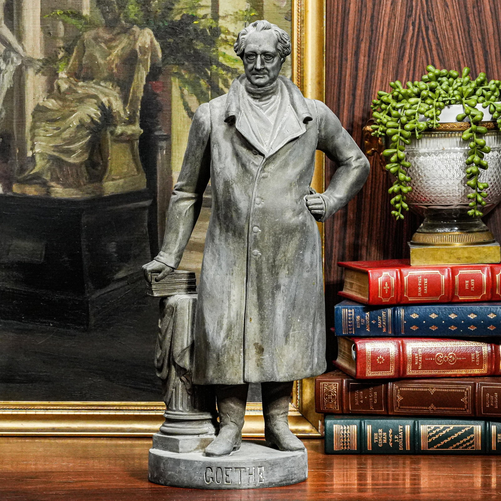 Large Spelter Metal Antique Victorian Statue Sculpture Goethe - 8