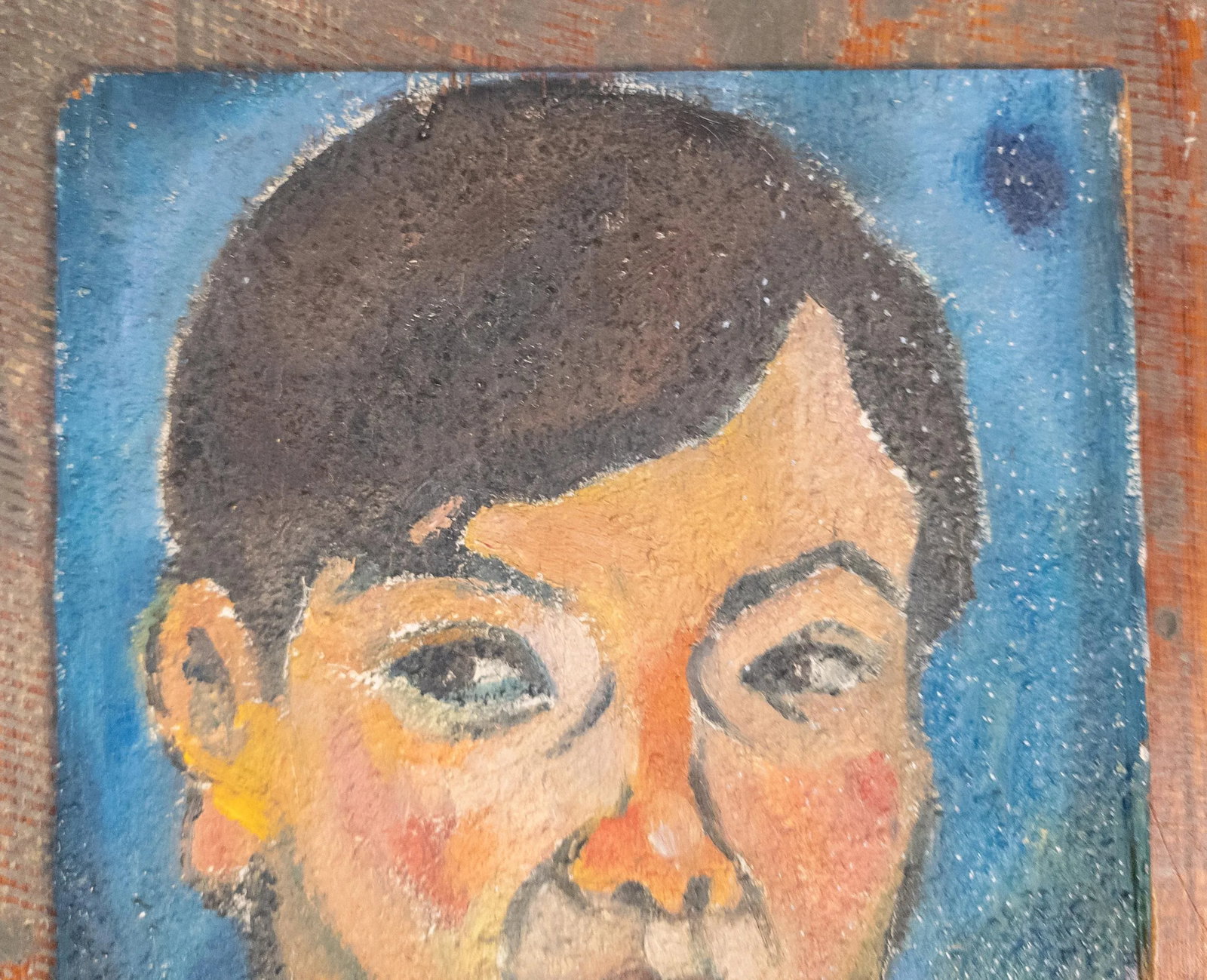 Mid-Century Modern Portrait Painting of a Man, Oil on Plywood - 2