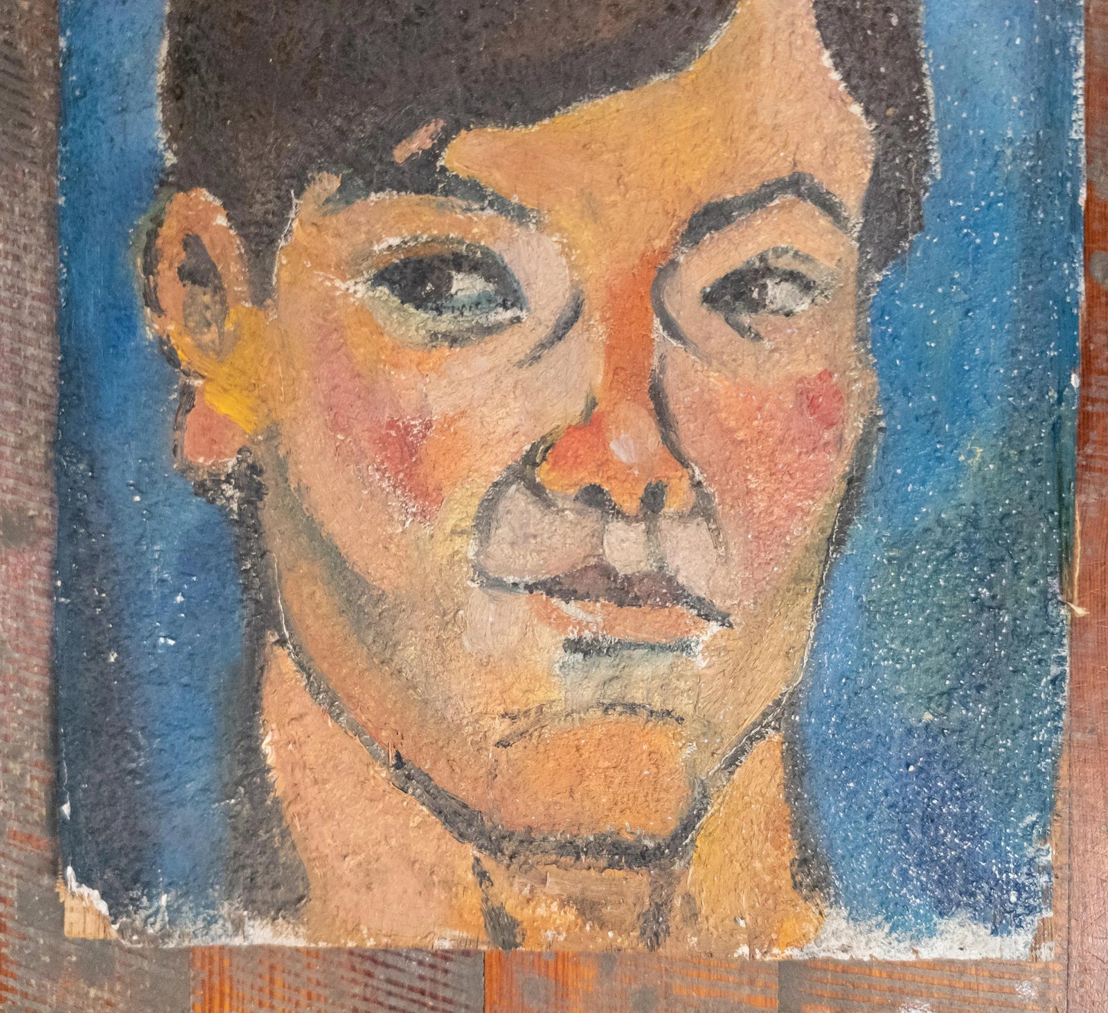Mid-Century Modern Portrait Painting of a Man, Oil on Plywood - 3
