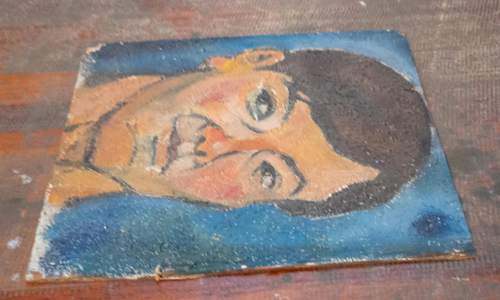 Mid-Century Modern Portrait Painting of a Man, Oil on Plywood - 4