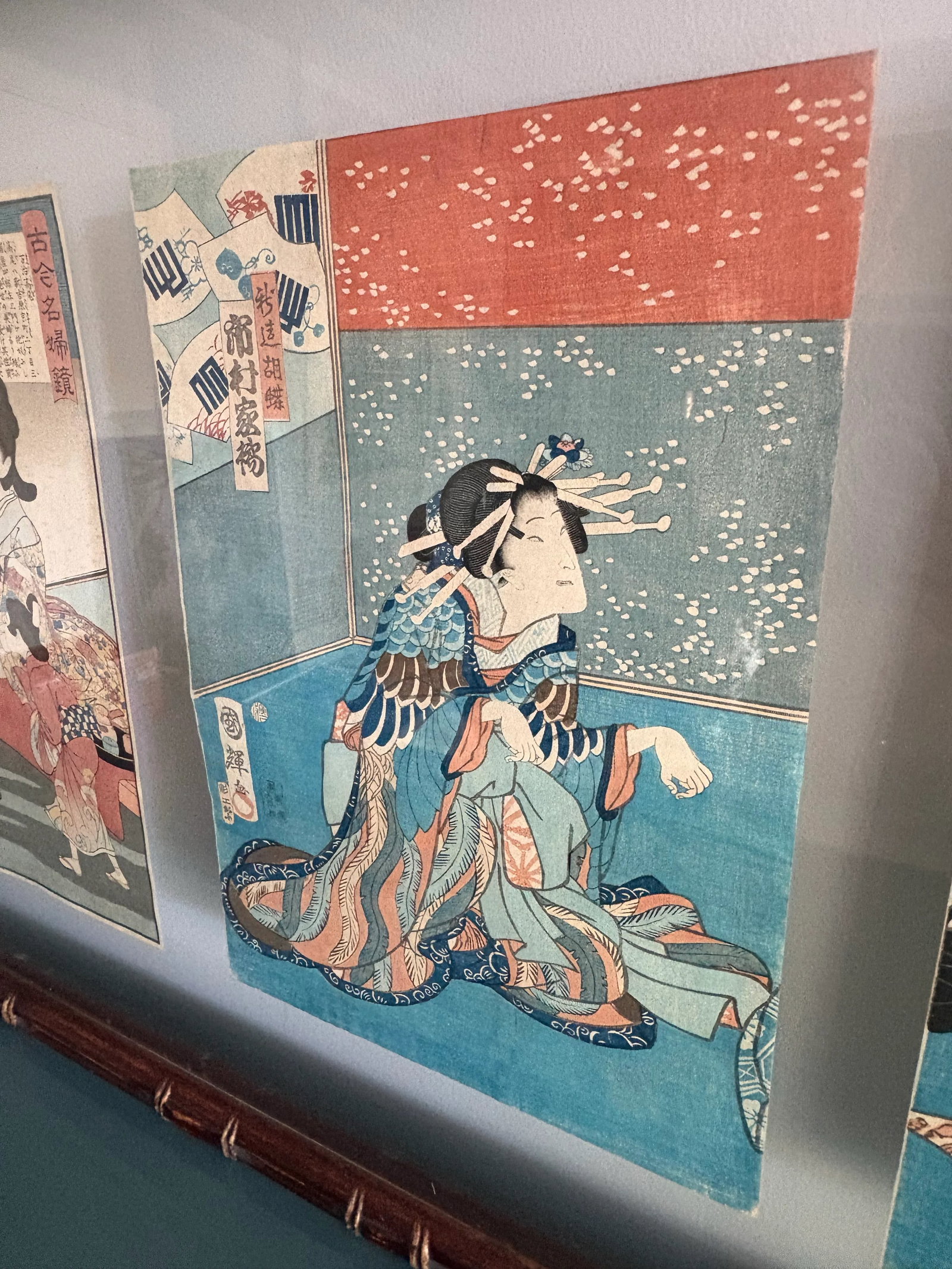 Vintage Faux Bamboo Framed Japanese Prints - 5