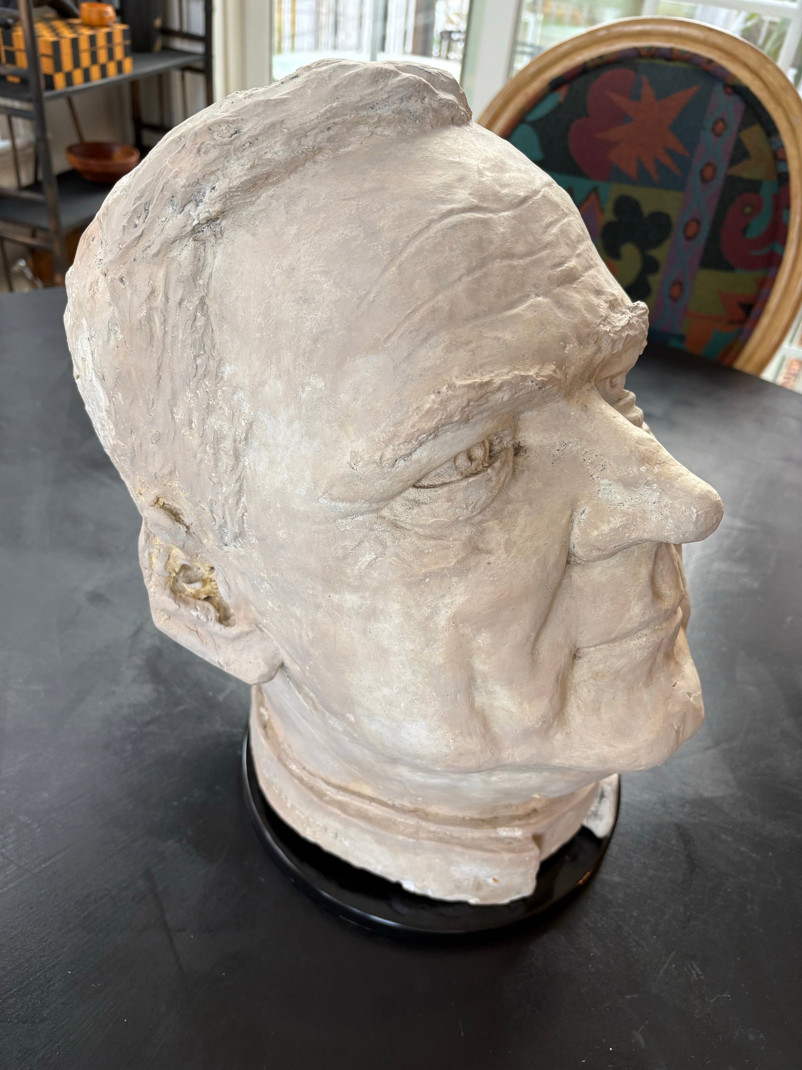 1960s Large Plaster Bust of a Man in Contemplation - 10