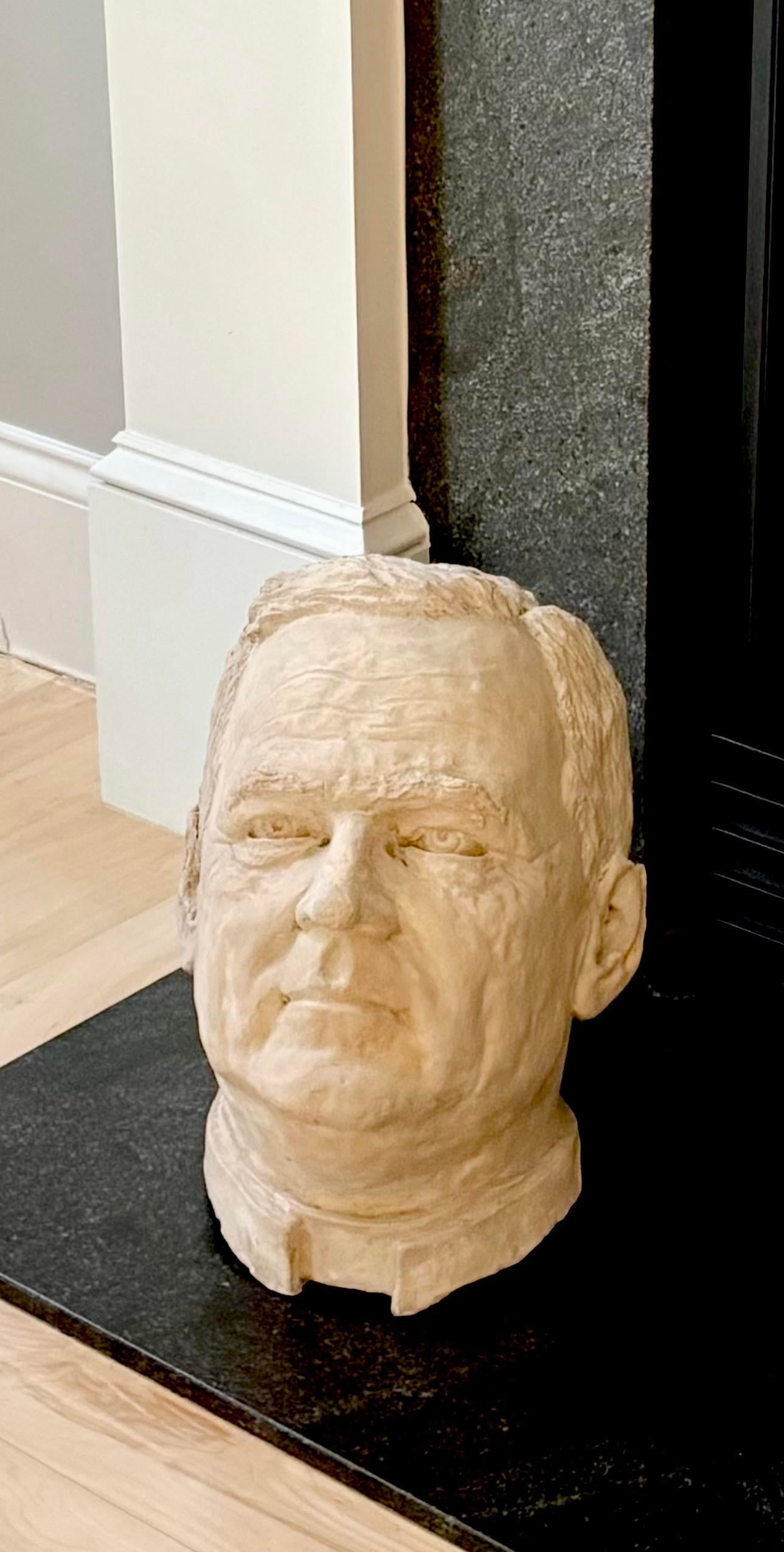 1960s Large Plaster Bust of a Man in Contemplation - 12
