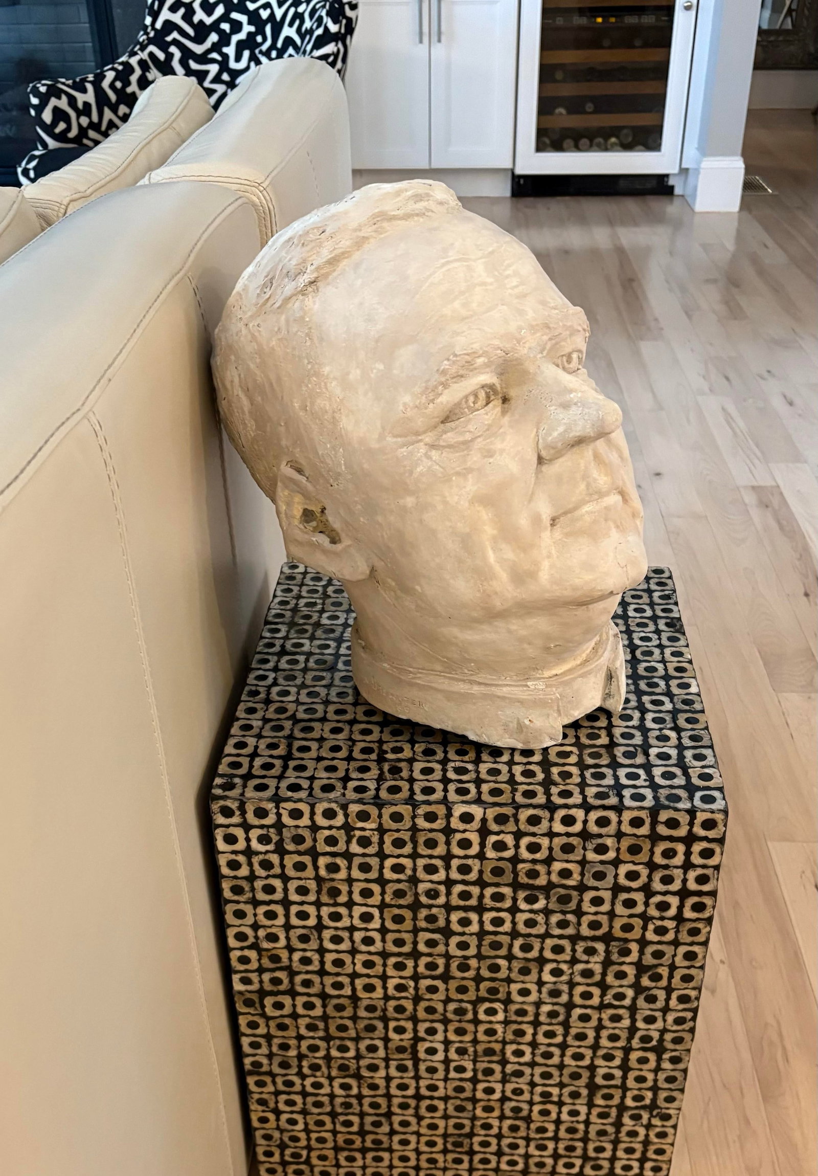 1960s Large Plaster Bust of a Man in Contemplation - 5