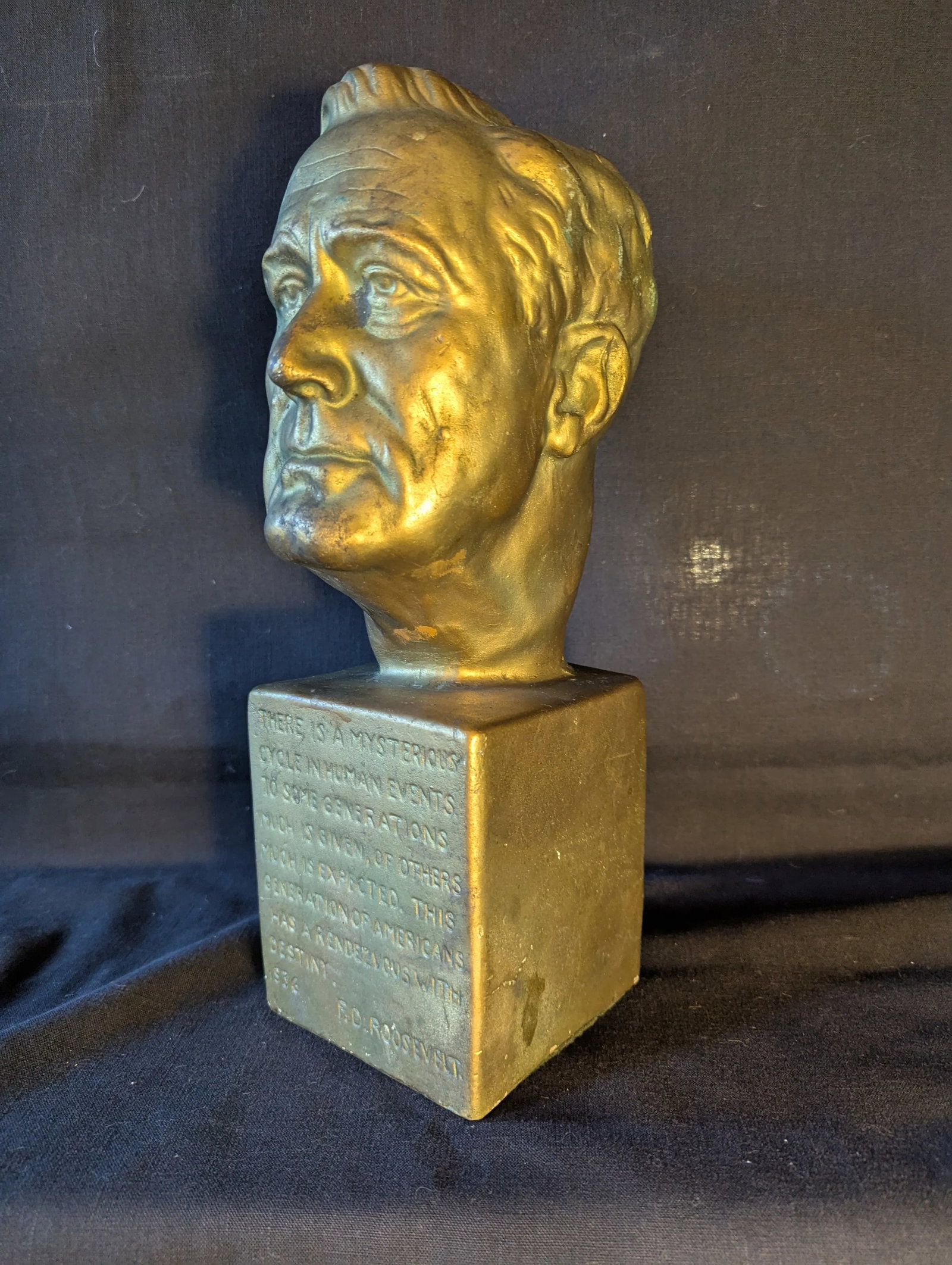 Gilt Plaster Head of Franklin Roosevelt - 4