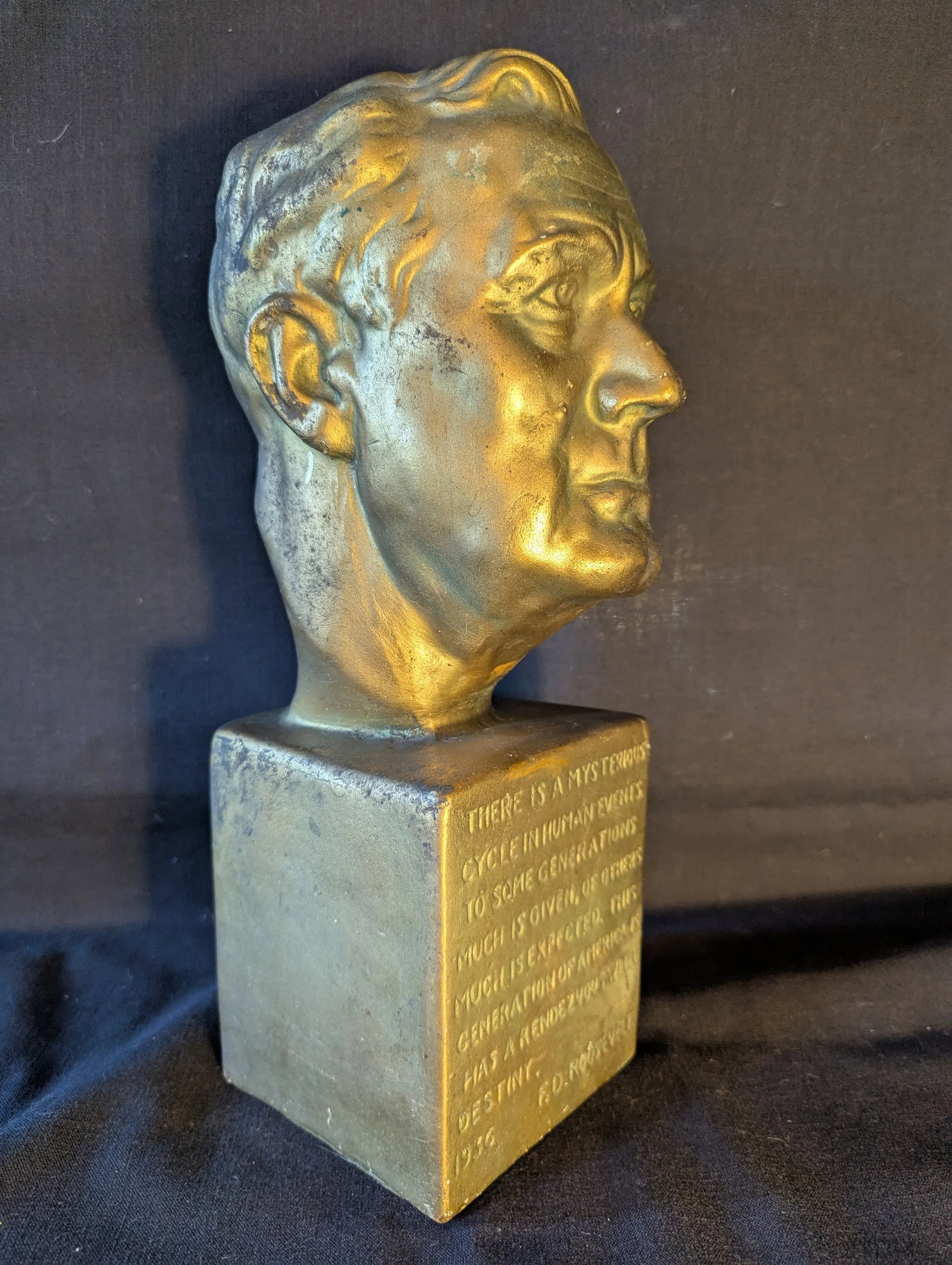 Gilt Plaster Head of Franklin Roosevelt - 5