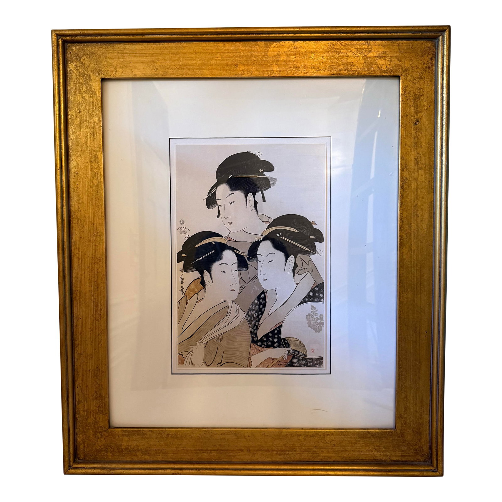 Vintage Japanese Woodblock Print "Three Beauties of the Present Day" After Kitagawa Utamaro: This listing is for an incredible example of Edo Period Japanese art. This original woodblock print dates to the 18th century and is the work of Kitagawa Utamaro. Utamaro is regarded as one of the mos