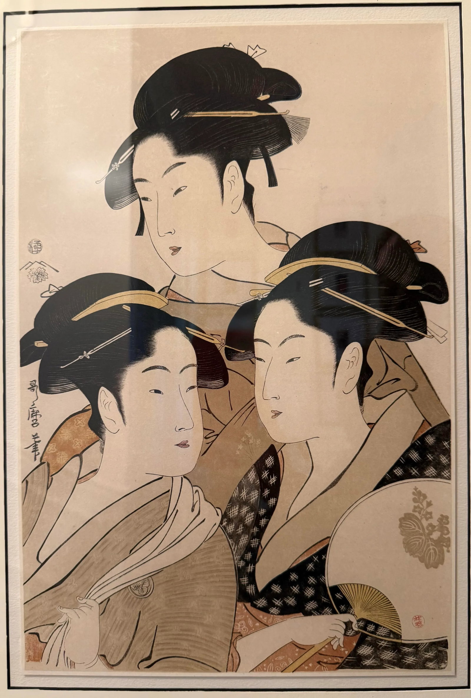 Vintage Japanese Woodblock Print "Three Beauties of the Present Day" After Kitagawa Utamaro - 4