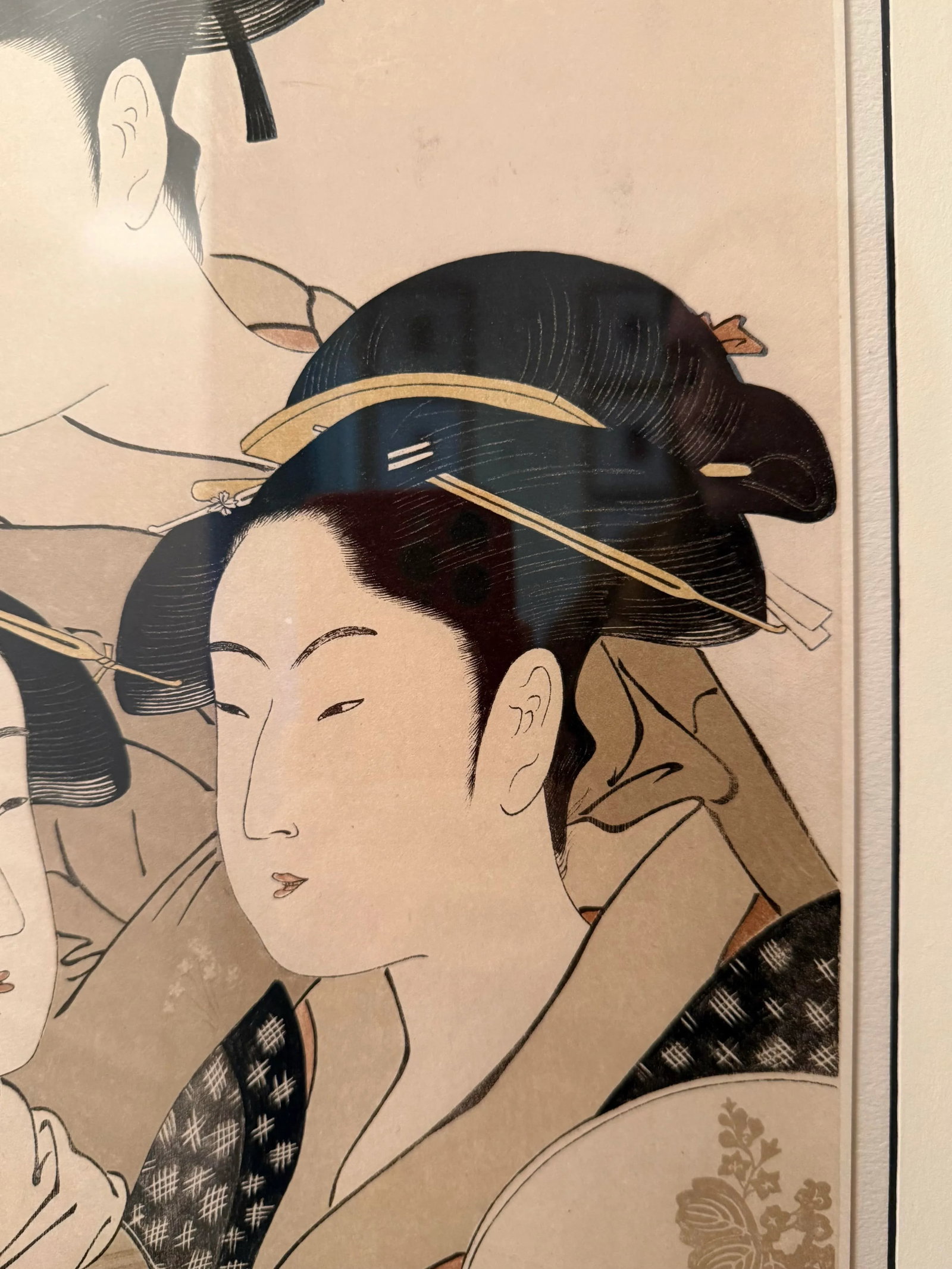Vintage Japanese Woodblock Print "Three Beauties of the Present Day" After Kitagawa Utamaro - 7