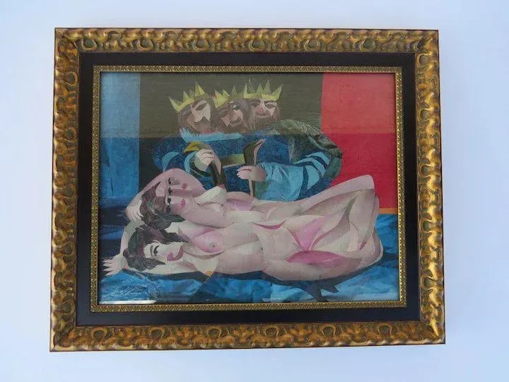 Mid 20th Century Figurative Abstract Nude Collage by Edgar Britton, Framed - 3