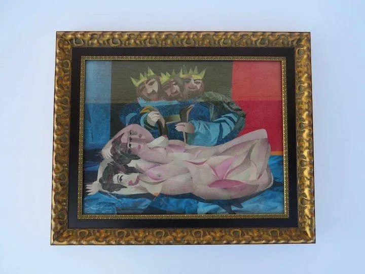 Mid 20th Century Figurative Abstract Nude Collage by Edgar Britton, Framed - 4