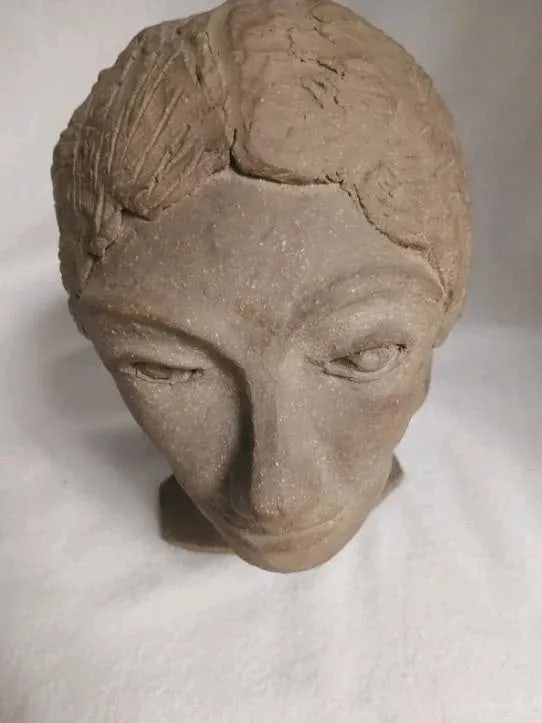 Mid Century Terracotta Bust Elegant Beautiful Woman Modern Art Clay Brown Head - 10
